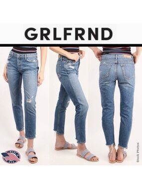 GRLFRND KIARA TOMBOY JEANS HEADLINES Wash Button-fly Boyfriend Fit Step-Hem (24)